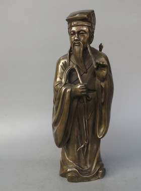 纯铜神像吕祖供奉工艺品