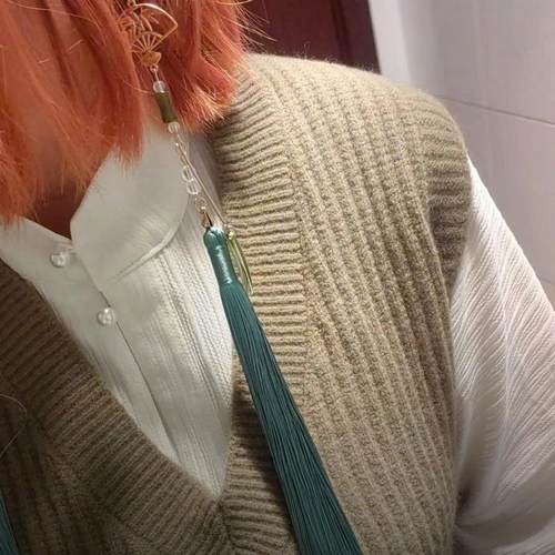 中式耳挂流苏超仙竹韵耳坠汉服配饰春夏cos穗子旗袍新娘配饰 - 图1