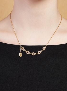 S925纯银五福葫芦纳福牌吊坠项链女新中式轻奢高级感锁骨链送女友