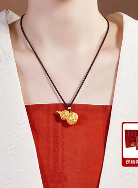 足银999古法花丝镂空葫芦吊坠项链女新中式高级感毛衣链妈妈礼物