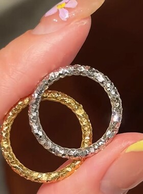S925纯银CNC工艺碎冰冰叠戴戒指爆闪鳞片指环不掉色女戒小众通勤