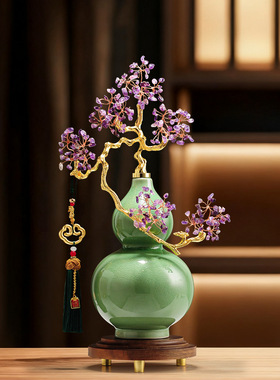 紫气东来玉瓷葫芦摆件高档招财客厅电视柜酒柜装饰品乔迁新居礼品