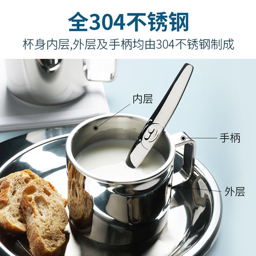 304不锈钢儿童水杯家用防摔宝宝幼儿园专用迷你小喝水杯子带手柄 - 图0