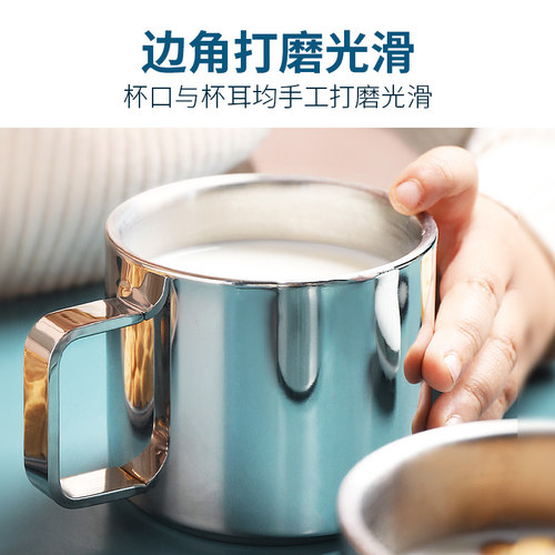 304不锈钢儿童水杯家用防摔宝宝幼儿园专用迷你小喝水杯子带手柄 - 图1