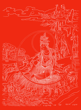 菩萨描金填色手绘描金diy涂色画