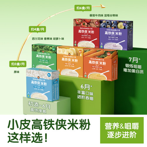 小皮婴儿高铁有机米粉2阶段咀嚼宝宝辅食米糊7个月谷物粉颗粒食材 - 图3