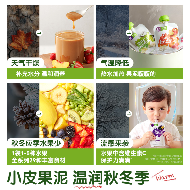 小皮欧洲原装进口婴幼儿缤纷水果泥零辅食宝宝无添加糖吸吸袋15袋