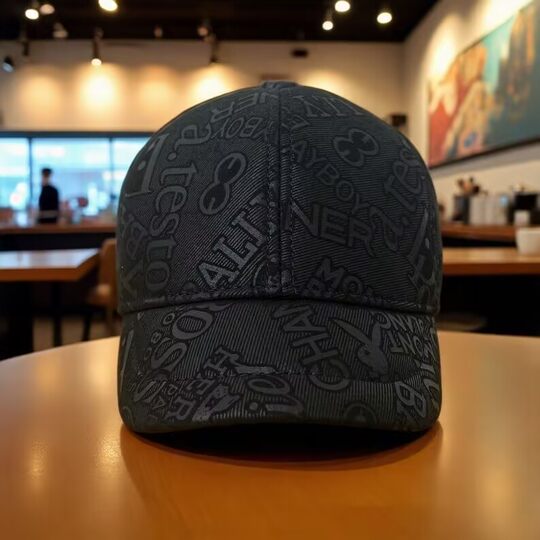 Autumn and winter sheepskin new high-end leather hat printed baseball cap fashionable and versatile men's small brim