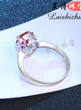 红宝石戒指女日韩彩色宝石指环纯银镀18k金镶嵌彩宝潮人情侣对戒