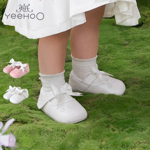 英氏婴儿学步鞋儿童鞋子宝宝软羊皮鞋魔术贴休闲鞋春夏软底浅口鞋