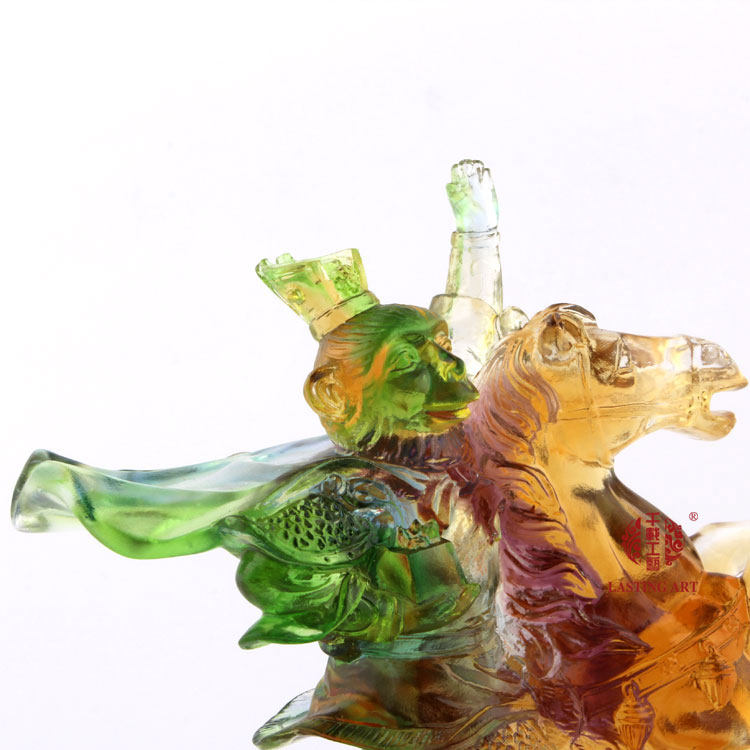 六合春琉璃摆件马上封侯加官进爵升职晋升礼品生肖猴创意家居饰品