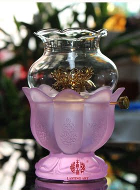 六合春琉璃七彩防风酥油灯包邮