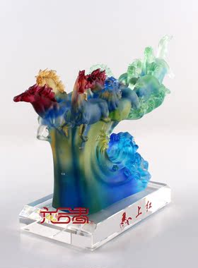 琉璃马摆件马上红家居办公摆设马到成功开业升迁升职乔迁包邮正品