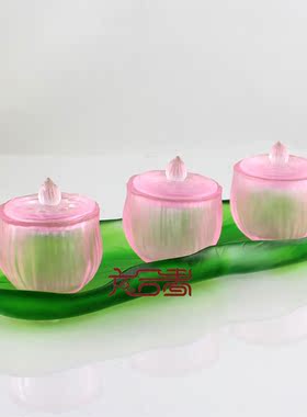 六合春琉璃净水杯摆件供奉佛具