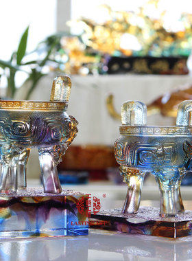 六合春琉璃蒸蒸日上商务工艺品