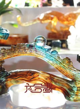 六合春琉璃龙凤呈祥祝寿工艺品