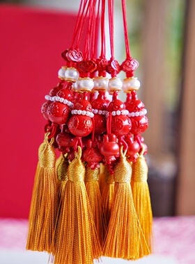 遇见你的幸运｜祥云朱砂吉祥葫芦流苏挂