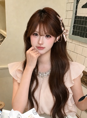 甜美芭蕾风闪钻丝带蝴蝶结发夹