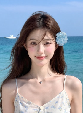海边度假甜美蓝色花朵发夹头饰女