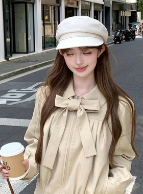 八角贝雷帽子女2026新款夏秋大头围白色百搭显脸小复古报童画家帽