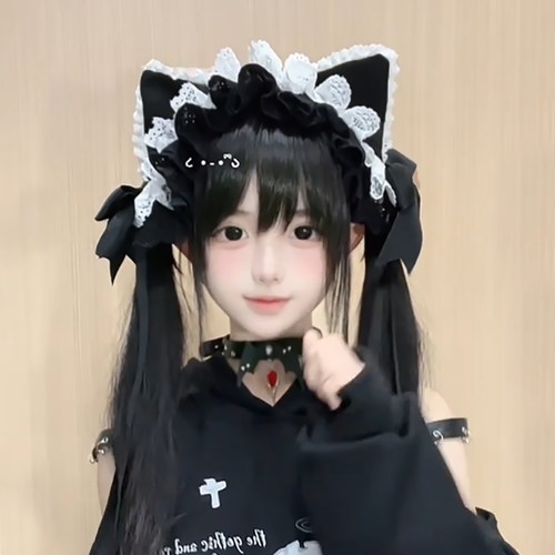 蕾丝猫仆发带lolita猫耳蝴蝶结发夹日系lo娘头饰二次元亚文化发饰 - 图1