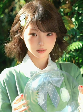 白昼小熊同款四叶草发夹日系可爱少女感绿色侧边夹女春夏甜美发卡