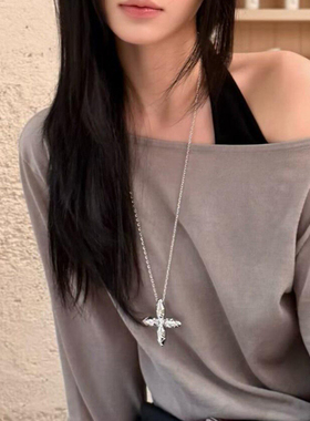 韩系简约ins风十字星芒吊坠项链女小众高级感时髦锁骨链个性颈链
