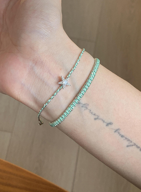 薄荷曼波绿色锆石手链森系清冷高级感精致百搭小众设计感轻奢手饰