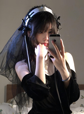 万圣节黑色复古cos修女十字披肩
