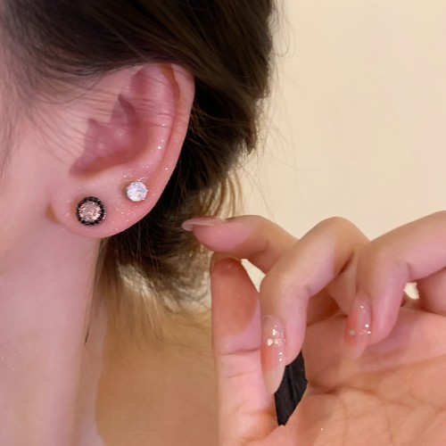 超闪满钻纯银耳钉女医用钛钢锆石耳骨钉耳蜗钉钛合金精致小巧耳饰 - 图2