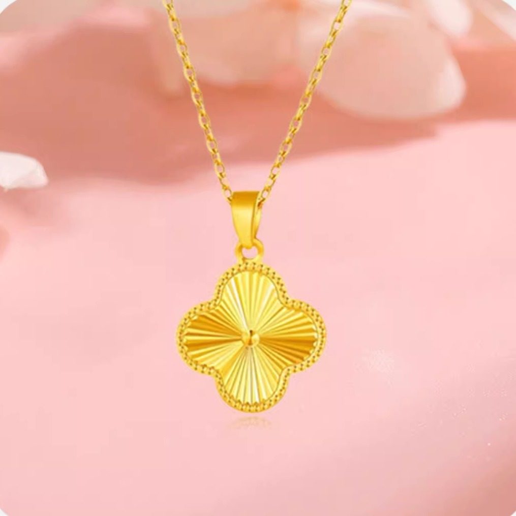 新款黄金项链女999纯足金幸运四叶草吊坠5D硬金厚版挂坠锁骨套链,淘宝优惠券,粉丝福利购,淘宝优惠卷
