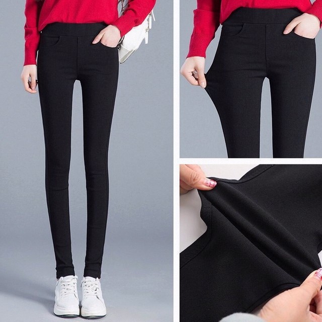 Spring and Autumn elastic leggings for women wearing thin trousers to make them look slim and high-waisted magic pants black student feet pencil pants
