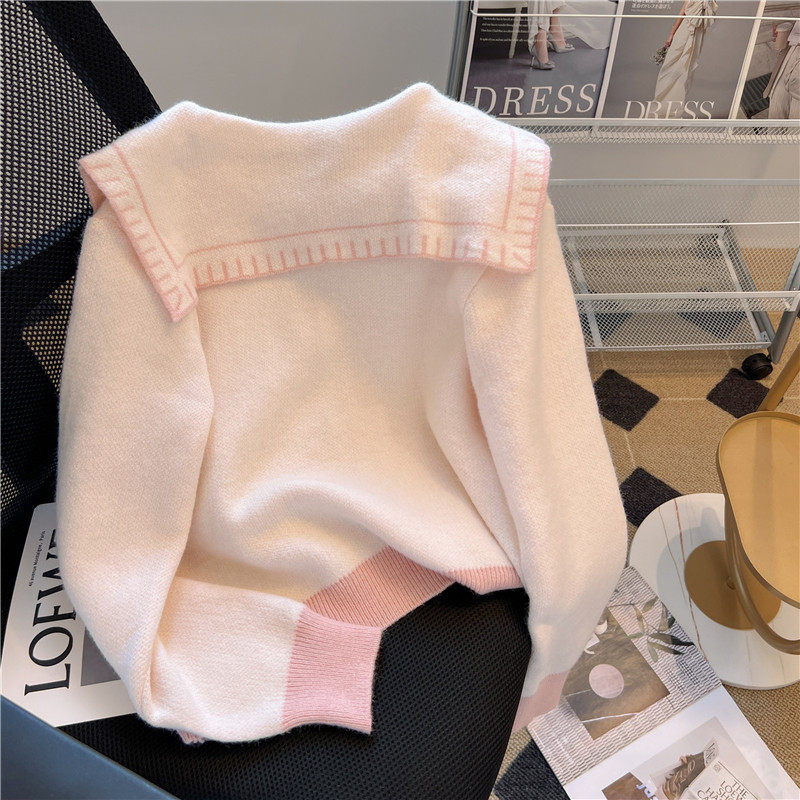 气质甜美娃娃领毛衣开衫女长袖上衣2025年秋季新款别致羊毛针织衫,淘宝优惠券,粉丝福利购,淘宝优惠卷