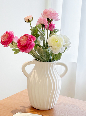 双耳陶瓷花瓶套装摆件电视柜摆设