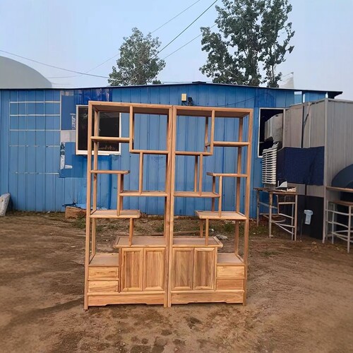 实木博古架装饰品摆件小型多宝阁新中式家用客厅茶叶具隔断置物架 - 图0