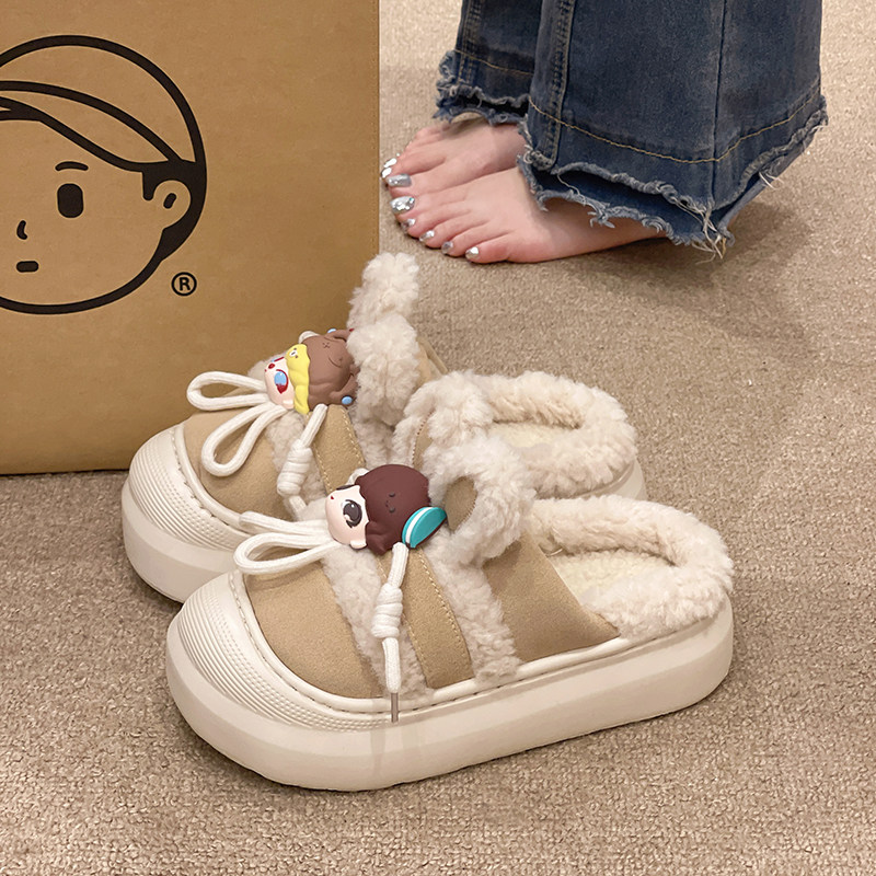 棉拖鞋女款冬季外穿可爱卡通头像兔耳朵家居室内防滑加绒保暖拖鞋,淘宝优惠券,粉丝福利购,淘宝优惠卷
