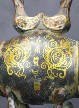 青铜器礼器收藏品错金铭文双人鼓摆件博物馆古玩收藏铜祥德制作