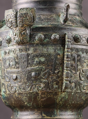 仿古青铜器方型铜樽储酒尊圆罍商代青铜罍三星堆博物馆藏影视道具