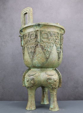 铜祥德仿古青铜器商代纯铜甗古玩收藏家居软装饰品摆件高档艺术品