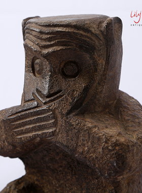 石雕猴子工艺品华伦客厅青石摆件