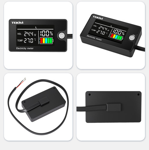 LCD8-100V电压表电瓶车电量检测数显锂电铅酸电池温度容量显示器 - 图2