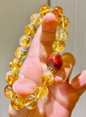 10M美拉德风天然高品质黄水晶黄塔晶南红手链手串
