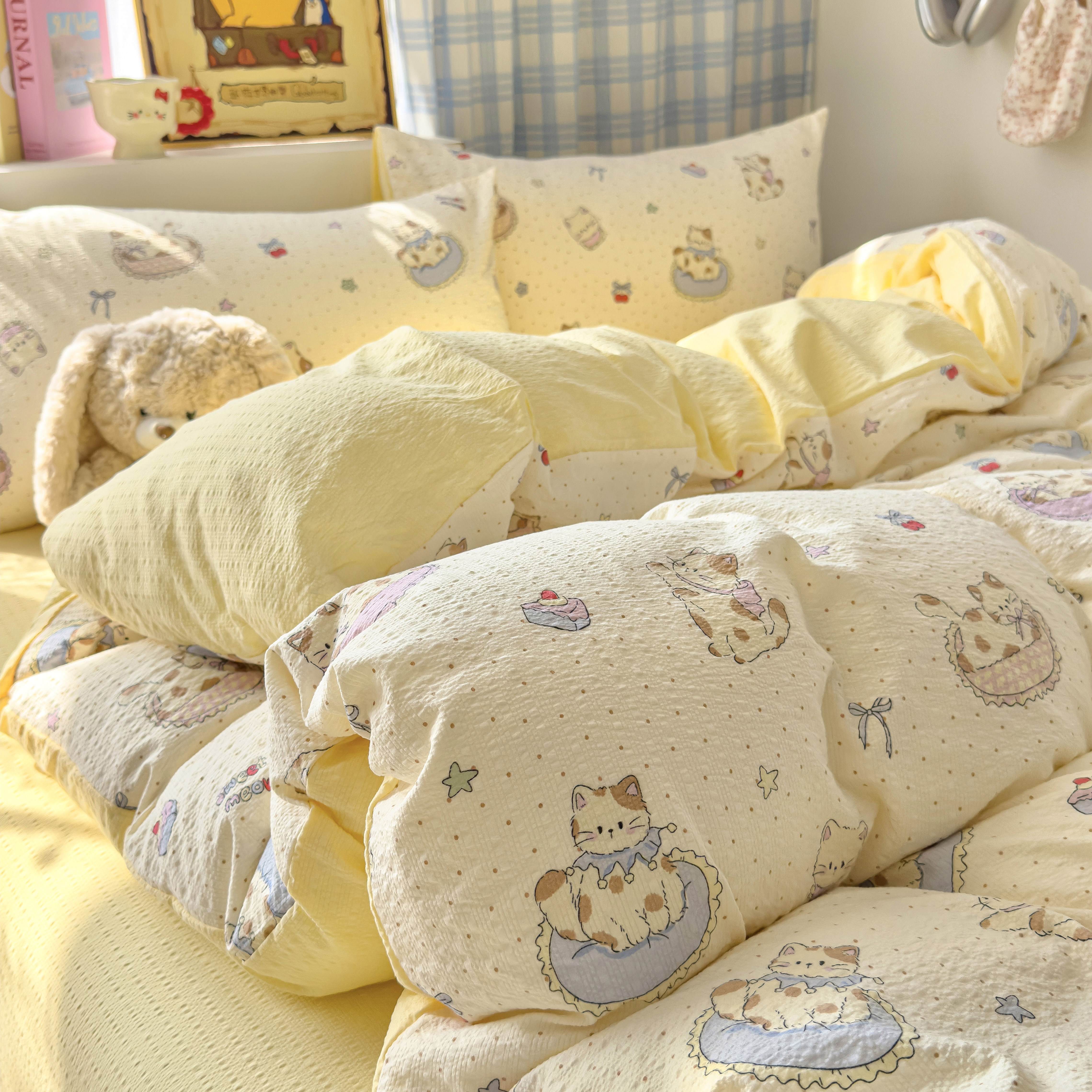 A类母婴级床上四件套纯棉全棉双层纱新款床单被套学生宿舍三件套4