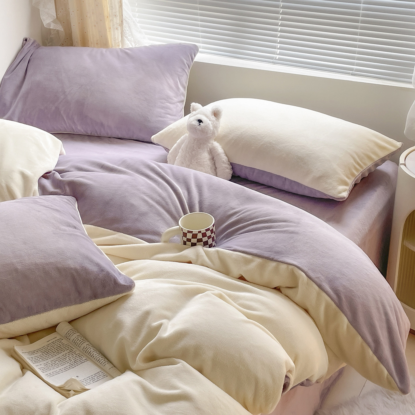 冬季牛奶绒床上床单珊瑚绒四件套双面绒2025新款法兰绒被套三件套