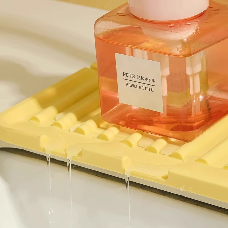 水龙头防溅水置物垫硅胶沥水垫水槽防滑洗漱台杯子肥皂垫挡水板子 - 图1