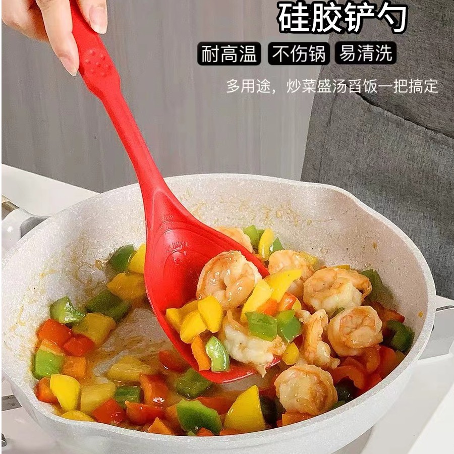 食品级软硅胶炒菜铲家用辅食铲厨房不粘锅专用铲厨具套装锅铲汤勺 - 图0