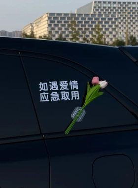 应急取用车贴纸车载郁金香花束
