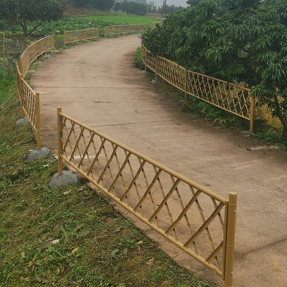 不锈钢仿竹护栏新农村院子庭院锌钢围栏菜园绿化草坪竹篱笆栅栏