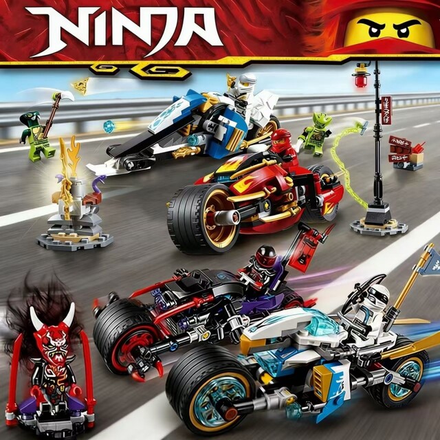 Shadow Ninja Brick Chariot Blade Giant Wheel Motorcycle Figure