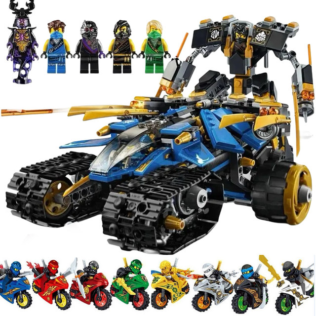 Shadow Ninja Brick Chariot Blade Giant Wheel Motorcycle Figure